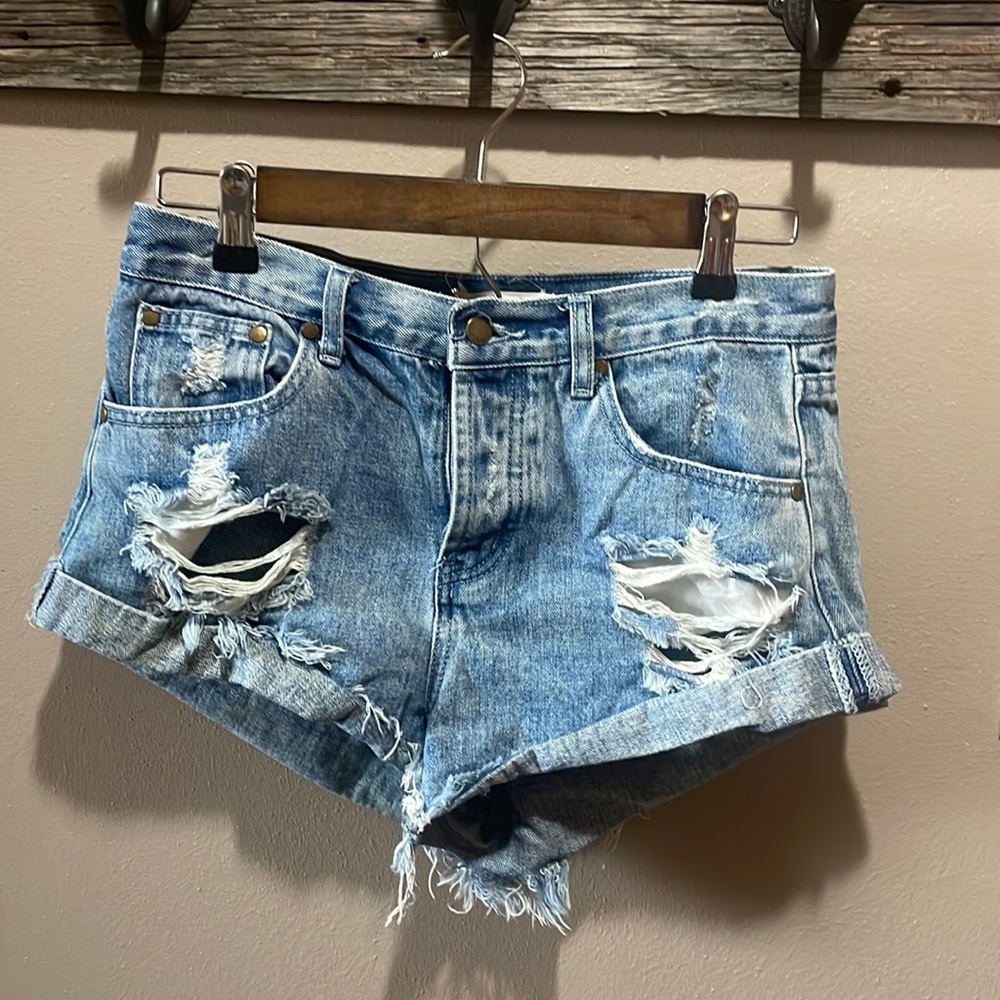 Jean shorts.